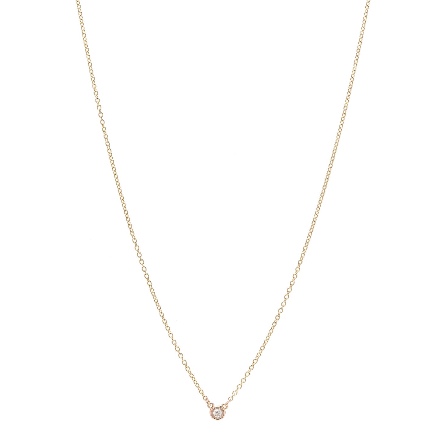 18K Rose Gold Diamond .03ct Elsa Peretti Diamonds by the Yard Pendant Necklace