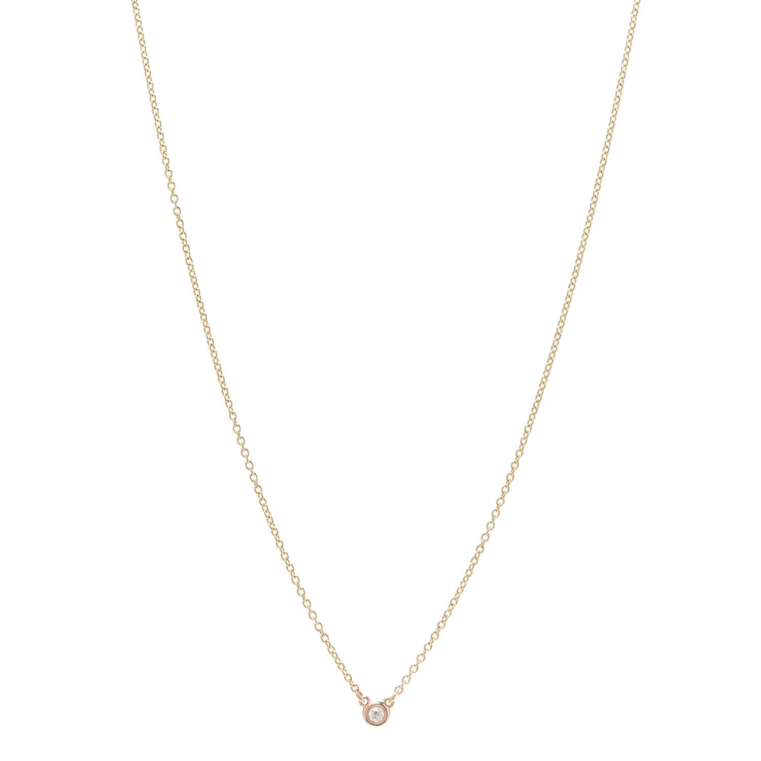 Tiffany 18K Rose Gold Diamond .03ct Elsa Peretti Diamonds by the Yard Pendant Necklace 1 of 6