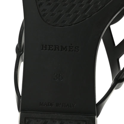 Hermes Rubber Womens Egerie Sandals 36 Black 7 of 10