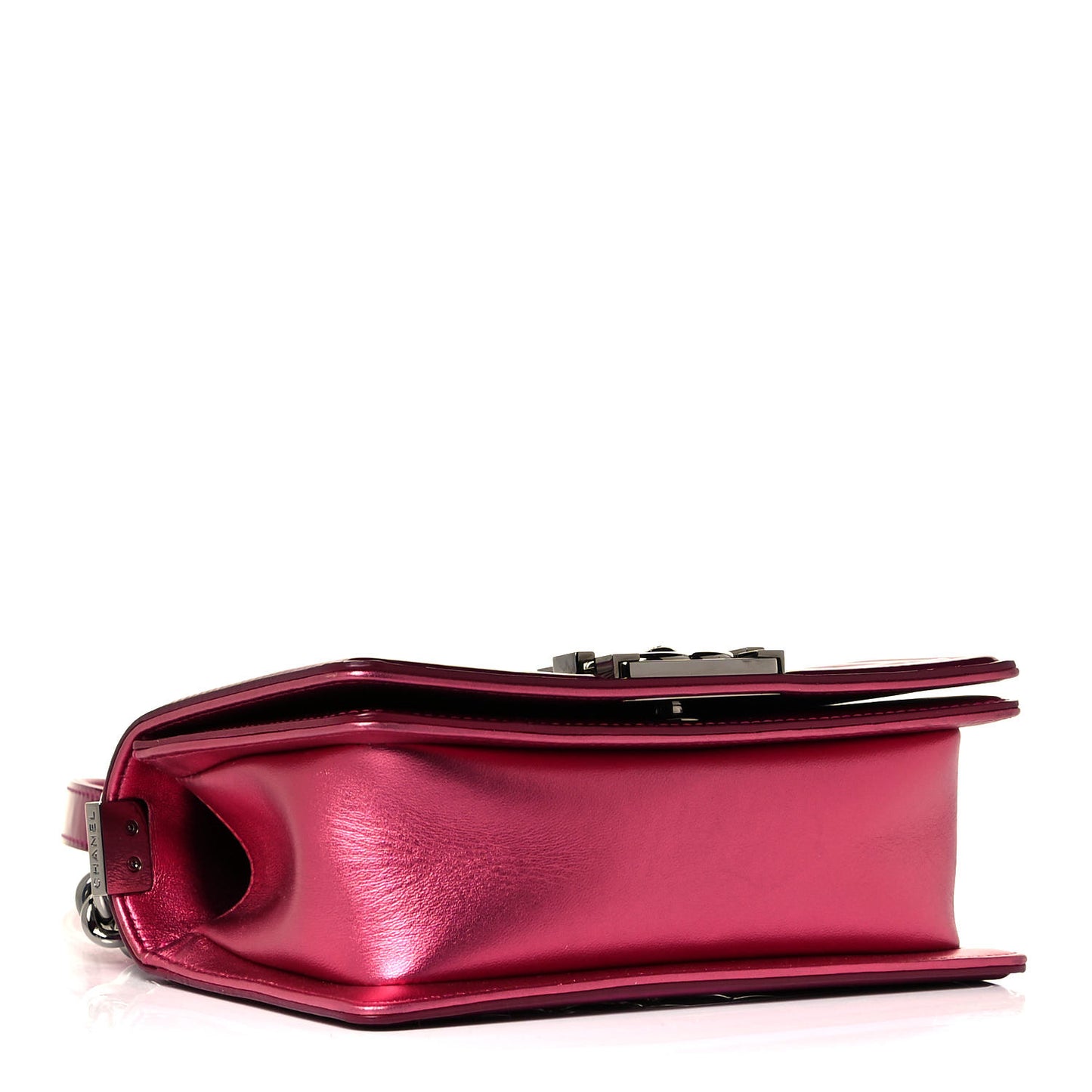 Metallic Patent Calfskin Quilted Small Boy Flap Pink