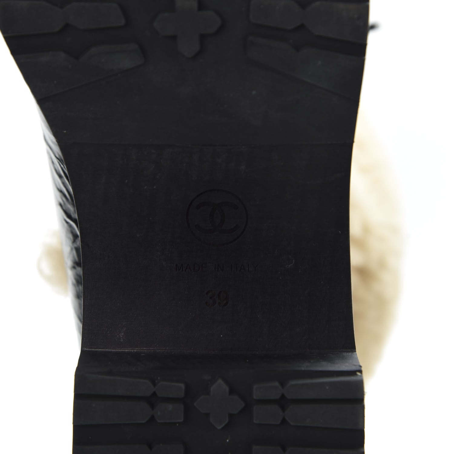 Chanel Patent Shearling Lace Up Boot 39 Black 9 of 9