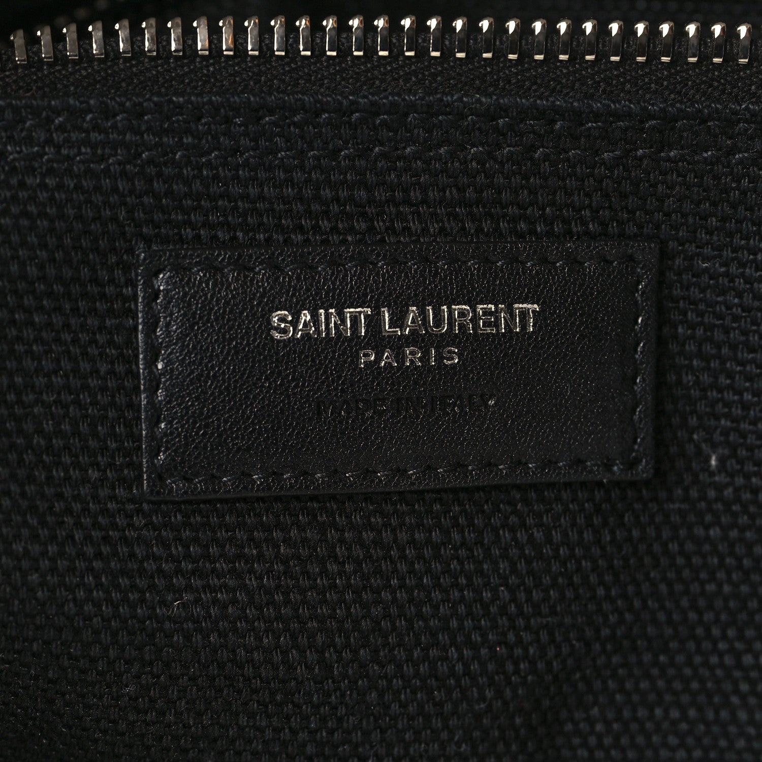 Saint Laurent Linen Calfskin Rive Gauche North South Tote White Black 6 of 9
