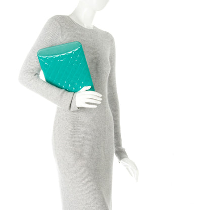 Chanel Patent Quilted iPad Case Green 2 of 11
