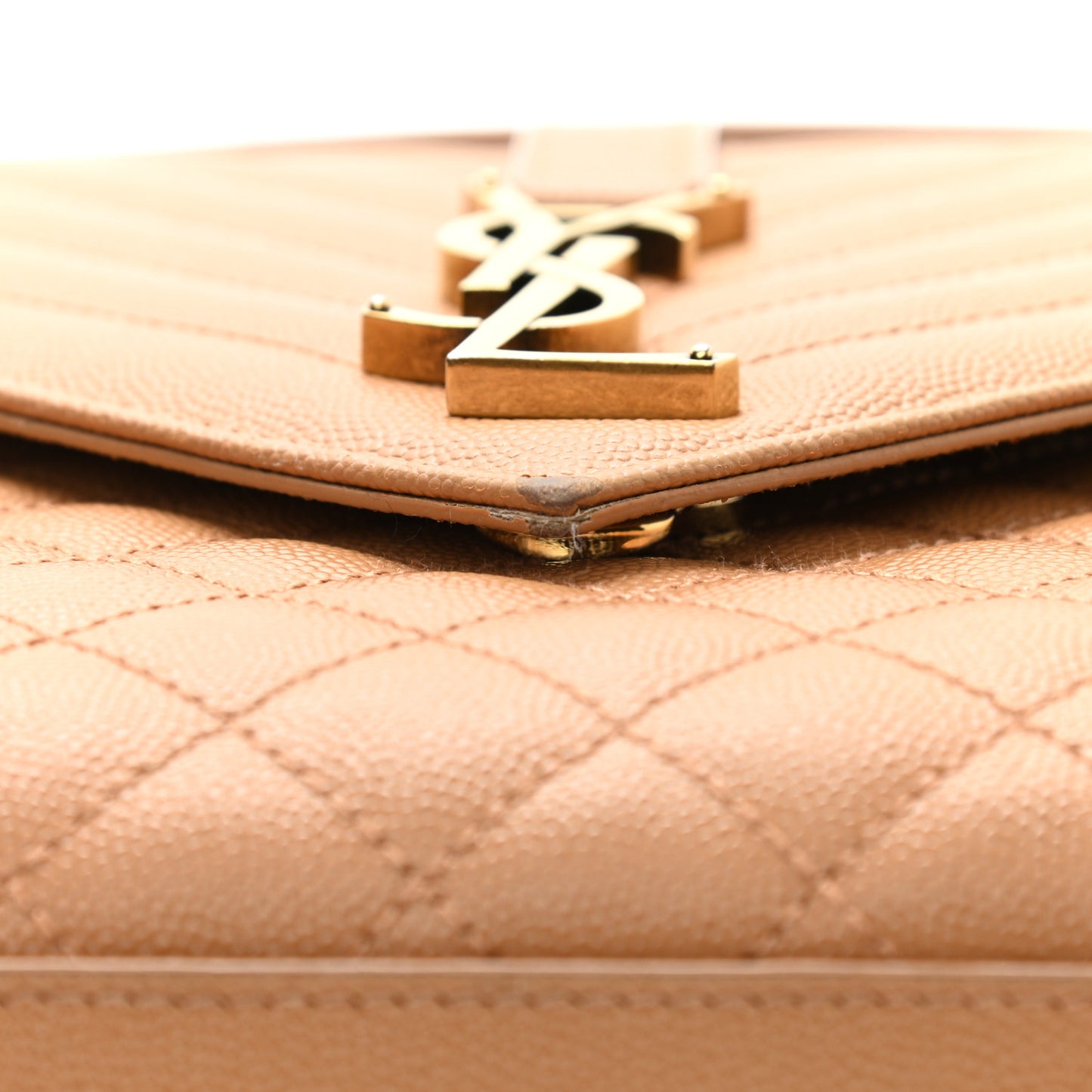Grain De Poudre Textured Mixed Matelasse Triquilt Large Monogram Satchel Dune