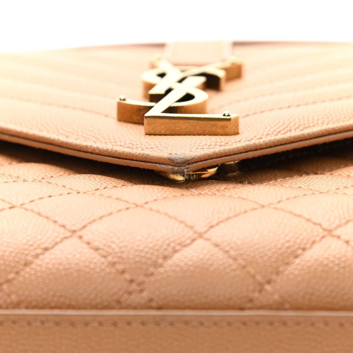 Saint Laurent Grain De Poudre Textured Mixed Matelasse Triquilt Large Monogram Satchel Dune 13 of 13