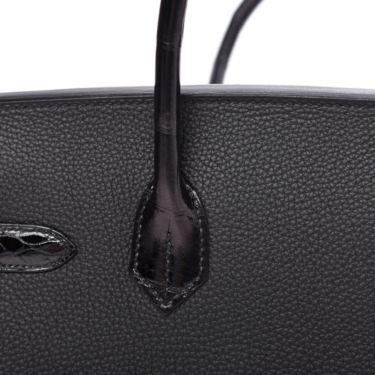 Hermes Taurillon Novillo Shiny Niloticus Crocodile Birkin Touch 30 Black 10 of 32