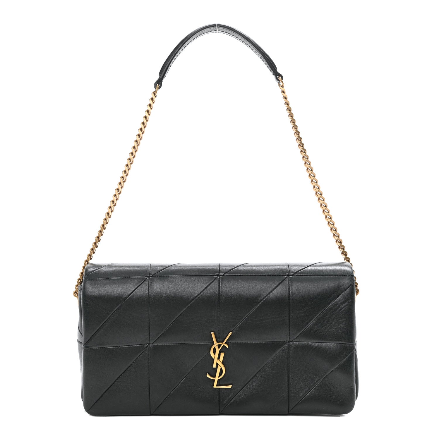 Saint Laurent Lambskin Patchwork Monogram Medium Jamie Baguette Dark Green 1 of 11