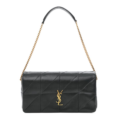 Saint Laurent Lambskin Patchwork Monogram Medium Jamie Baguette Dark Green 1 of 11