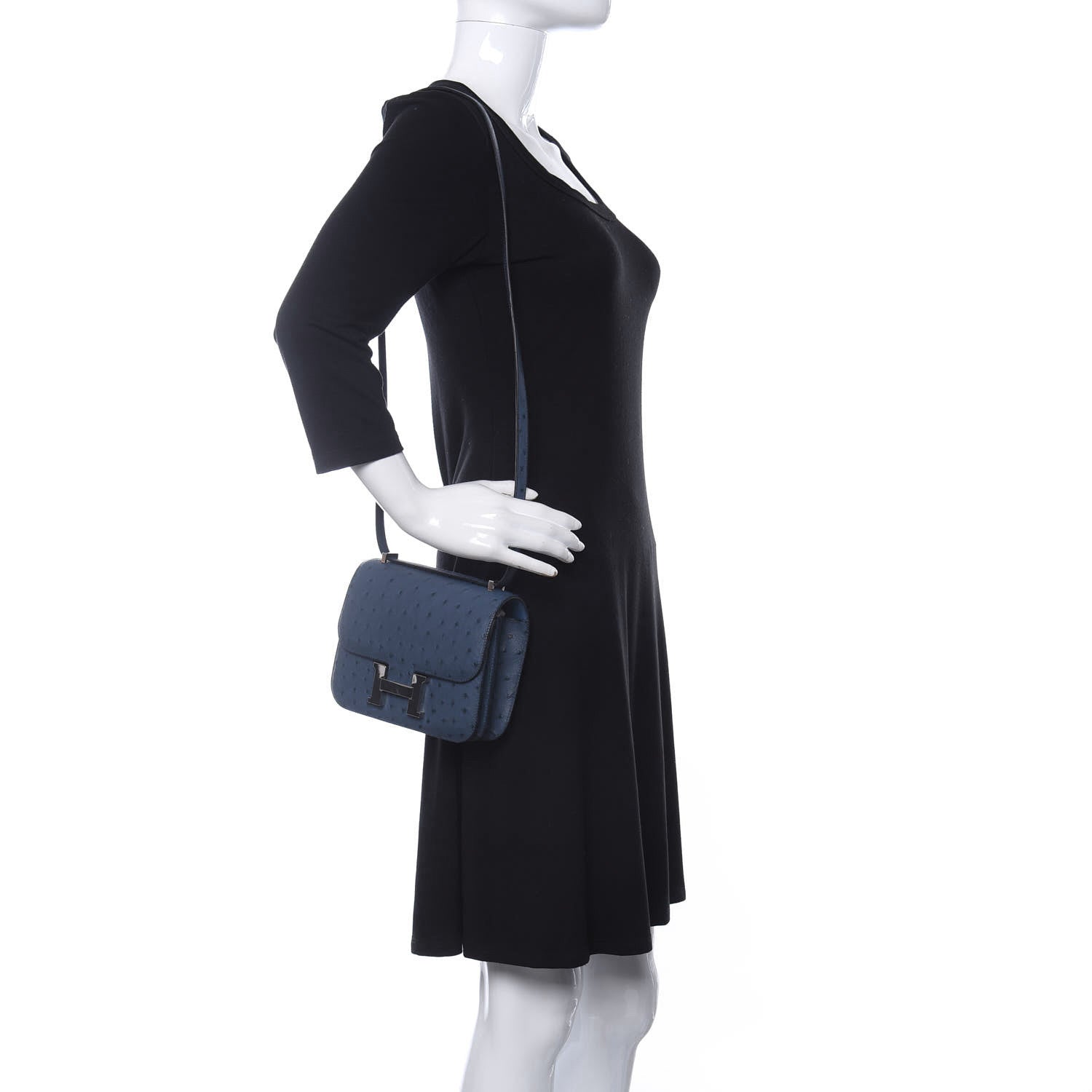 Hermes Ostrich Constance 18 Bleu Roi 2 of 11