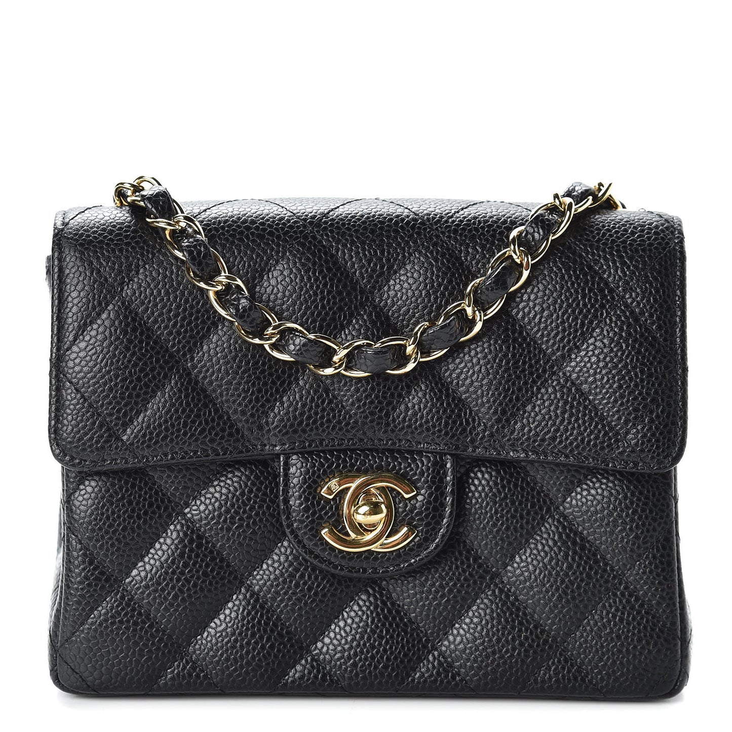 Caviar Quilted Mini Square Flap Black