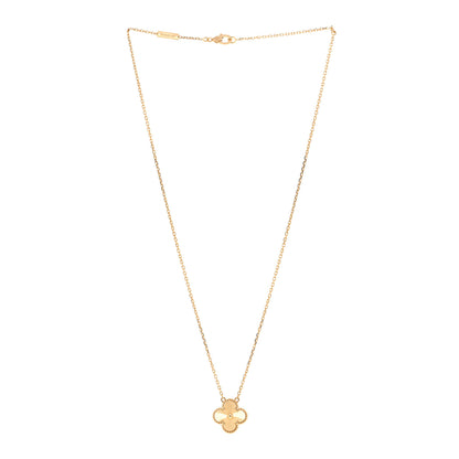 Van Cleef & Arpels 18K Yellow Gold Guilloche Vintage Alhambra Pendant Necklace 3 of 5