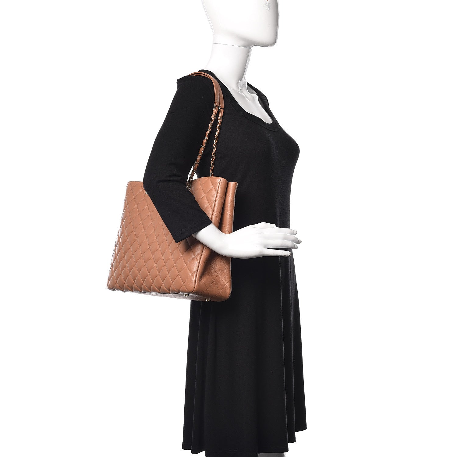 Chanel Lambskin Quilted Large Classic Shopping Tote Camel 2 of 9