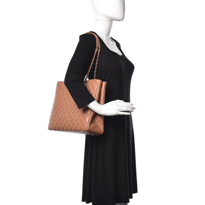 Chanel Lambskin Quilted Large Classic Shopping Tote Camel 2 of 9