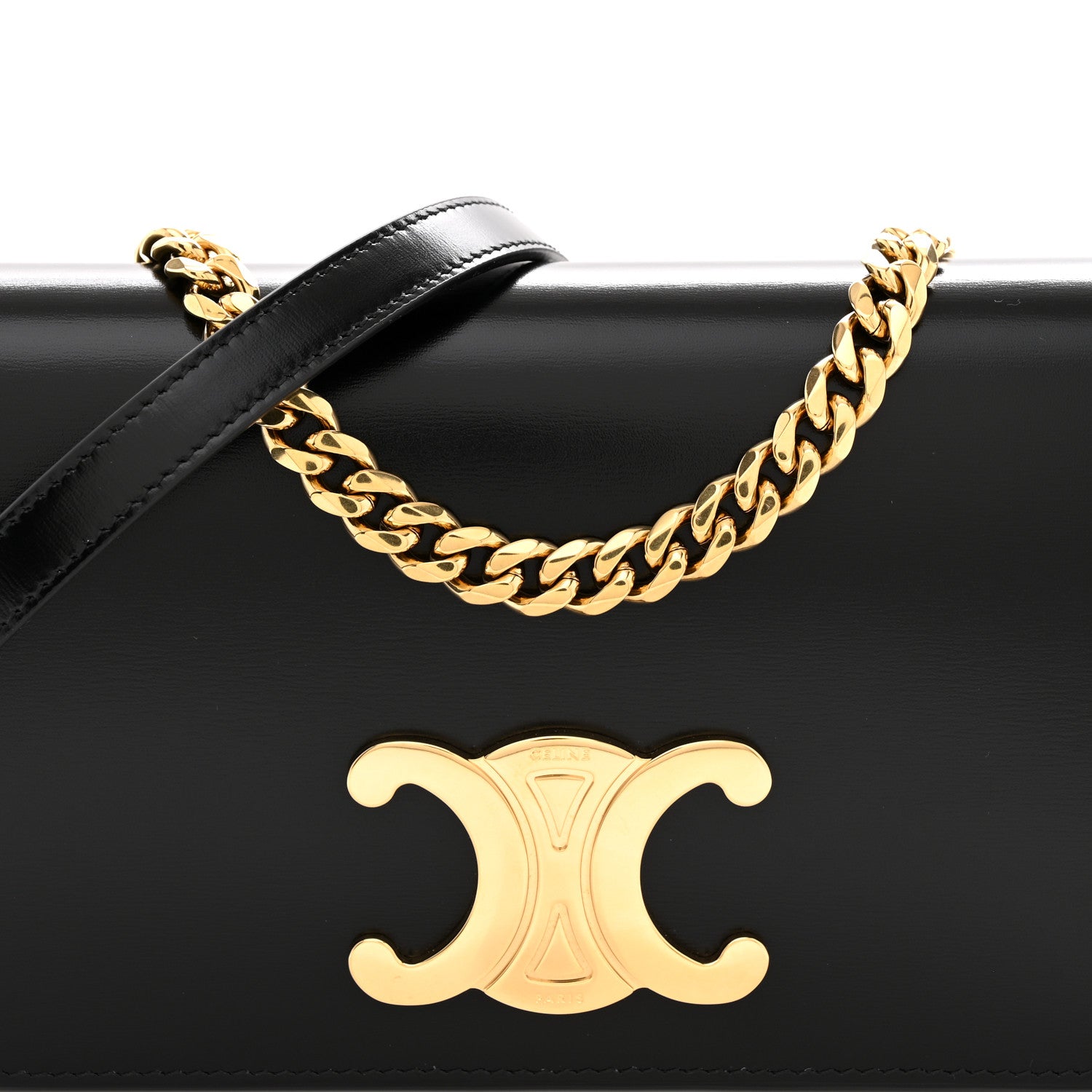 Celine Shiny Calfskin Triomphe Multipochette Black 1895670