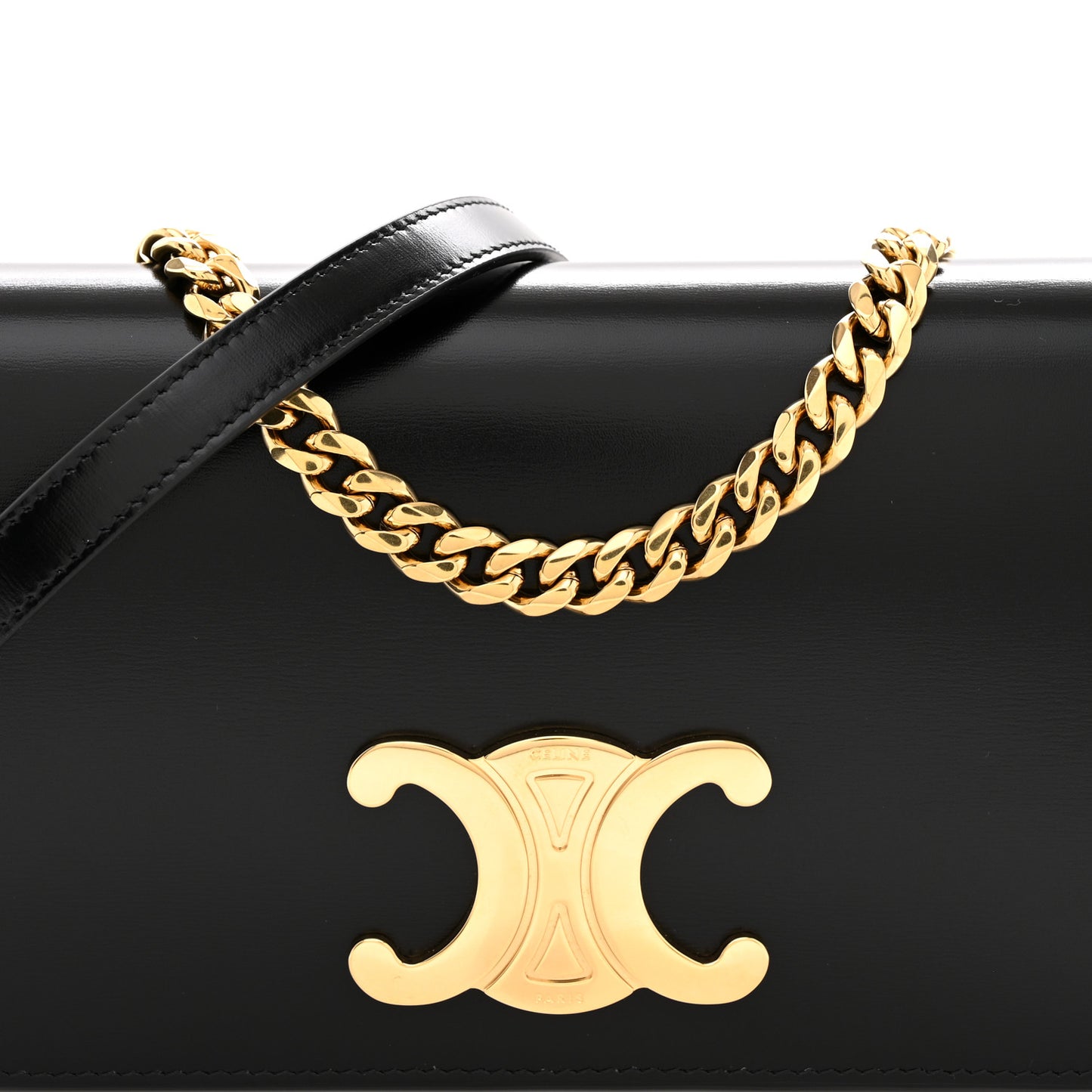 Shiny Calfskin Triomphe Multipochette Black