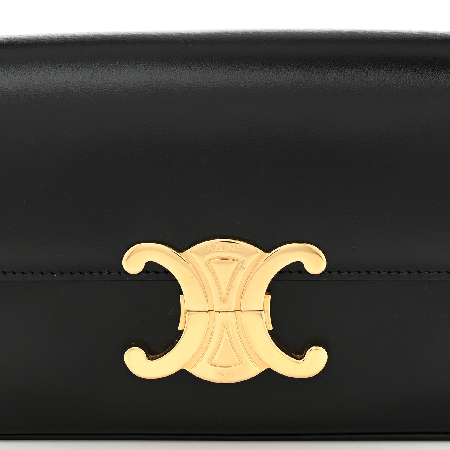 Celine Shiny Calfskin Triomphe Shoulder Bag Black 8 of 15