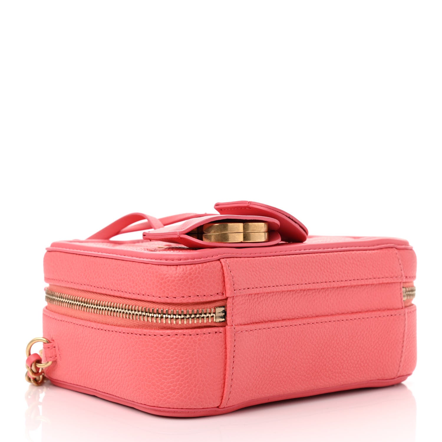 Chanel Caviar Quilted Small CC Filigree Vanity Case Coral 3 of 10
