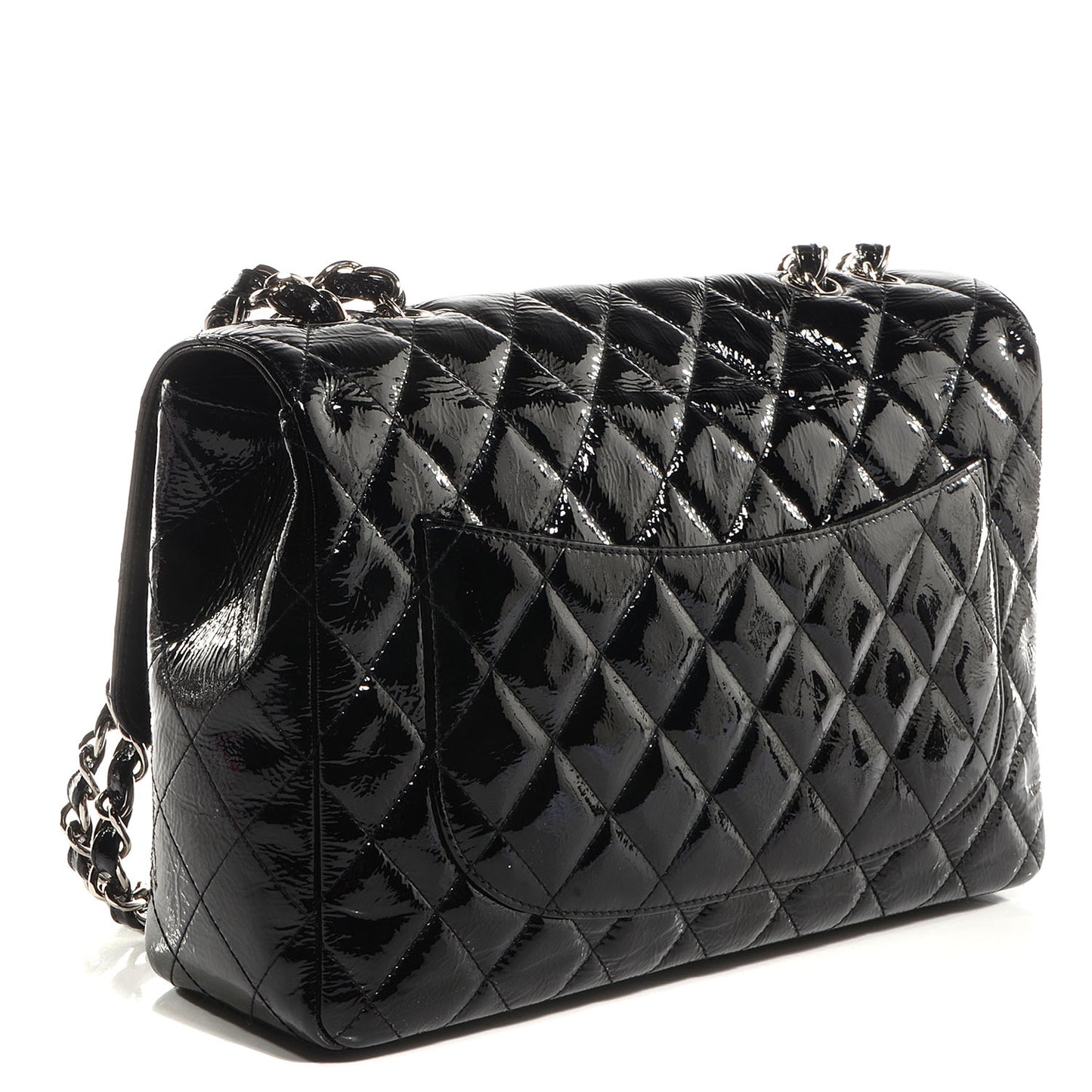 Distressed Patent Jumbo Single Flap Black