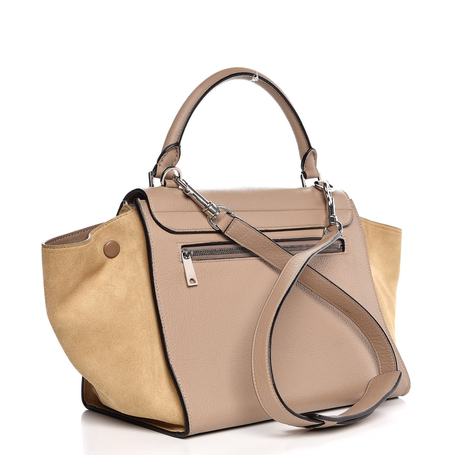 Drummed Calfskin Suede Small Trapeze Dune