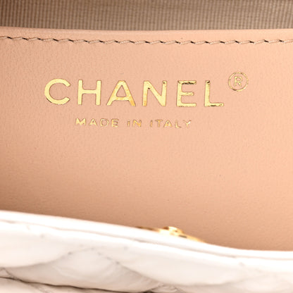 Chanel Shiny Crumpled Calfskin Quilted Small Wavy CC Hobo White 6 of 11