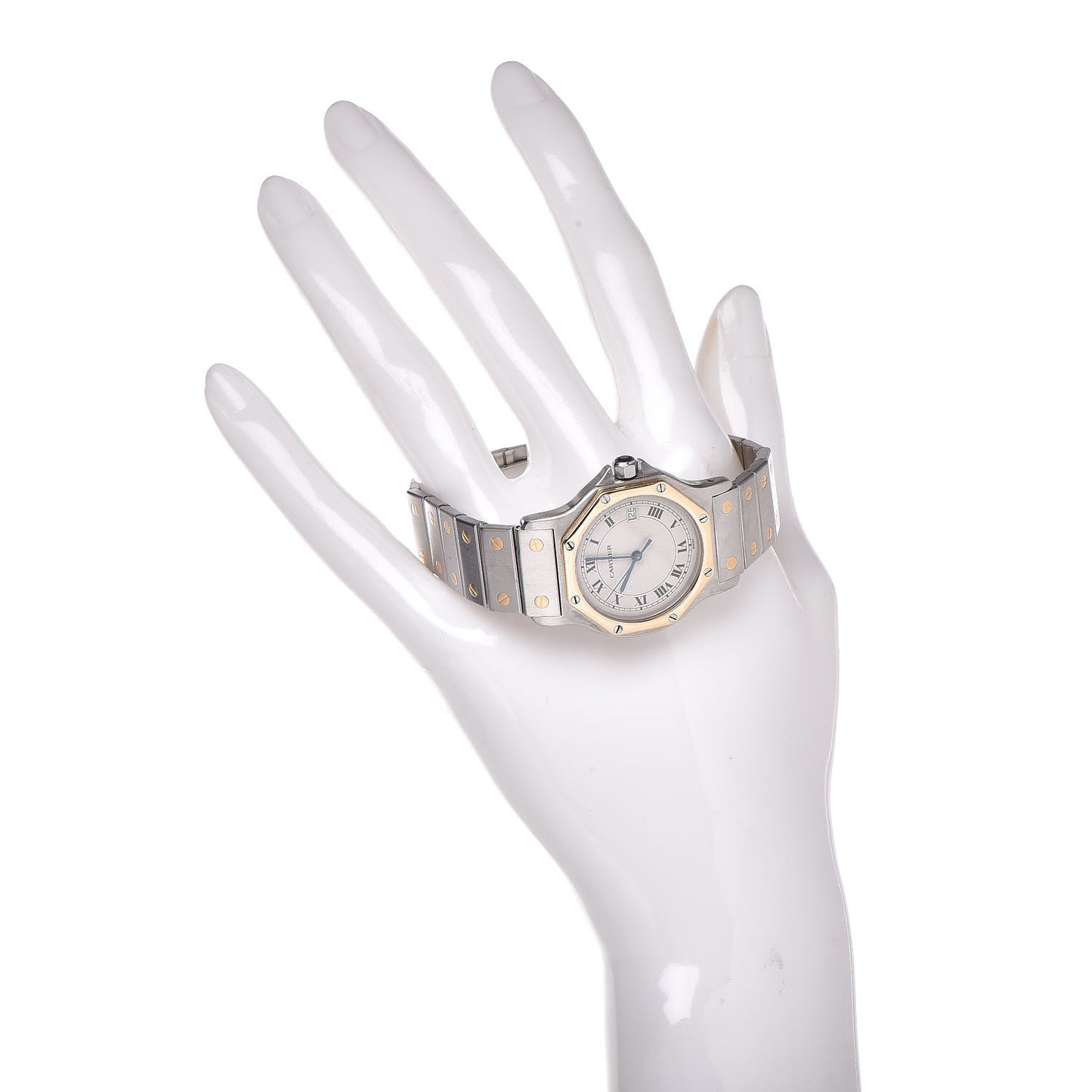 Stainless Steel 18K Yellow Gold 29mm Santos Octagon Quartz Watch