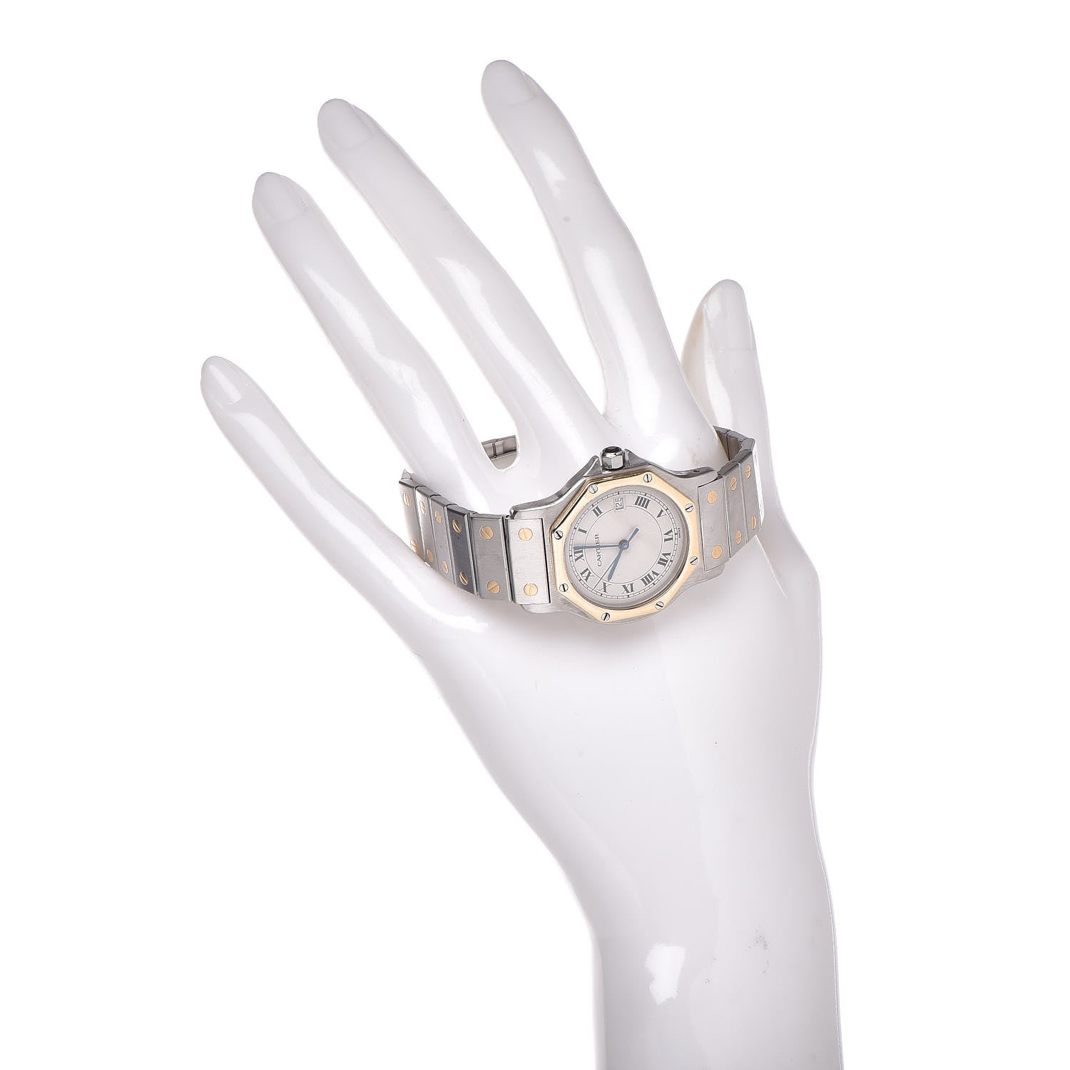 Cartier Stainless Steel 18K Yellow Gold 29mm Santos Octagon Quartz Watch 2 of 10