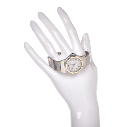 Cartier Stainless Steel 18K Yellow Gold 29mm Santos Octagon Quartz Watch 2 of 10
