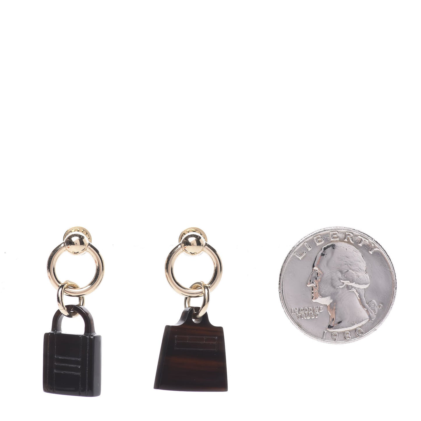 Permabrass Buffalo Horn Wood Amulette Kelly Bag Earrings