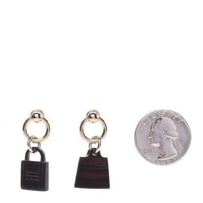 Hermes Permabrass Buffalo Horn Wood Amulette Kelly Bag Earrings 2 of 5