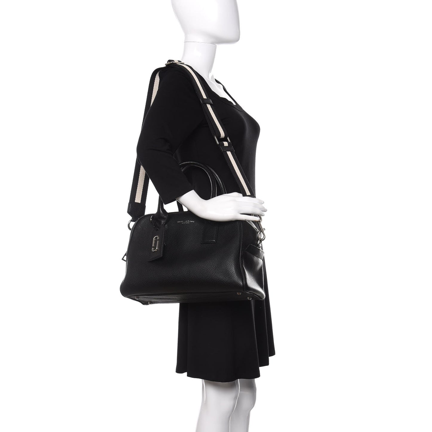 Pebbled Calfskin Gotham Bauletto Satchel Black