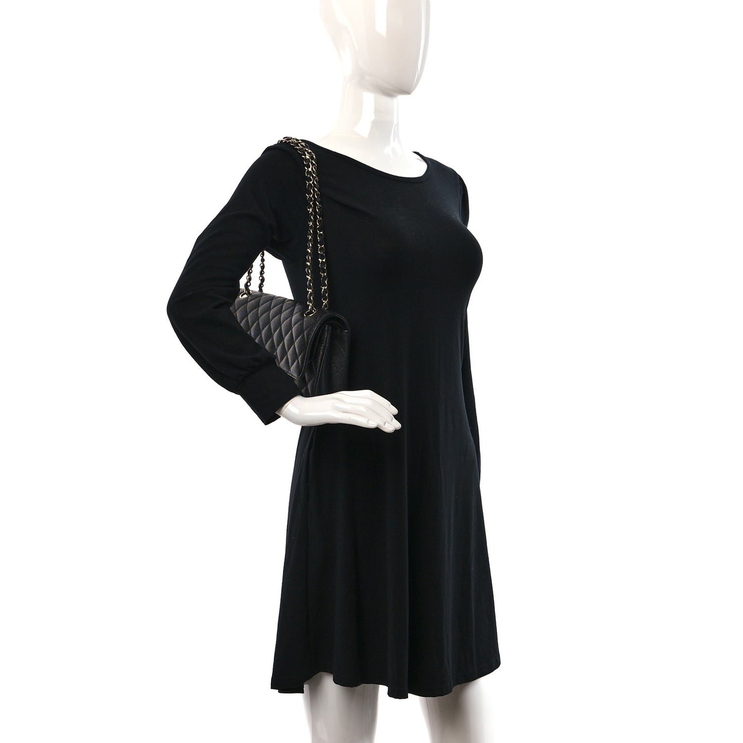 Caviar Quilted Jumbo Double Flap Black