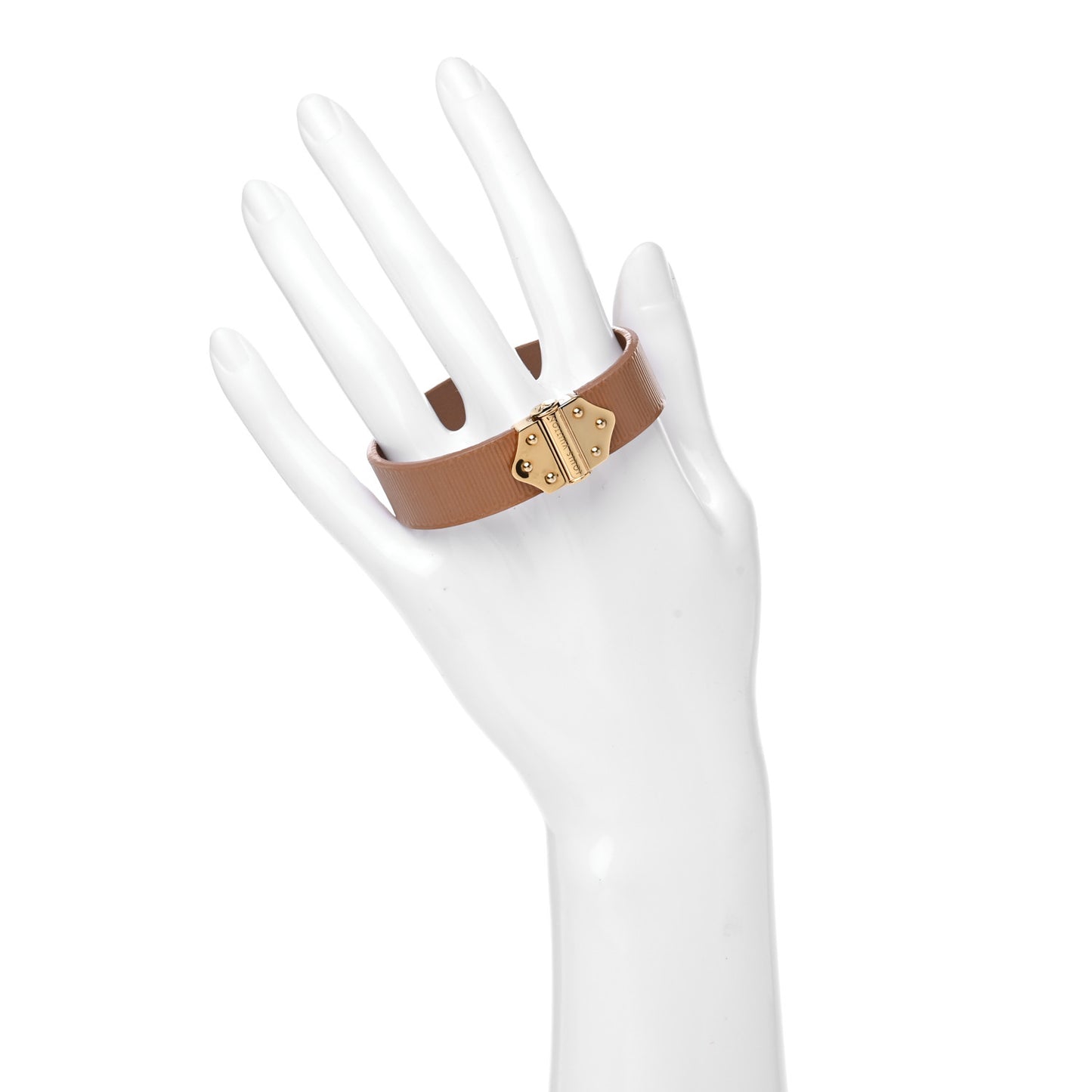 Patent Calfskin Embossed Spirit Bracelet 17 Brown