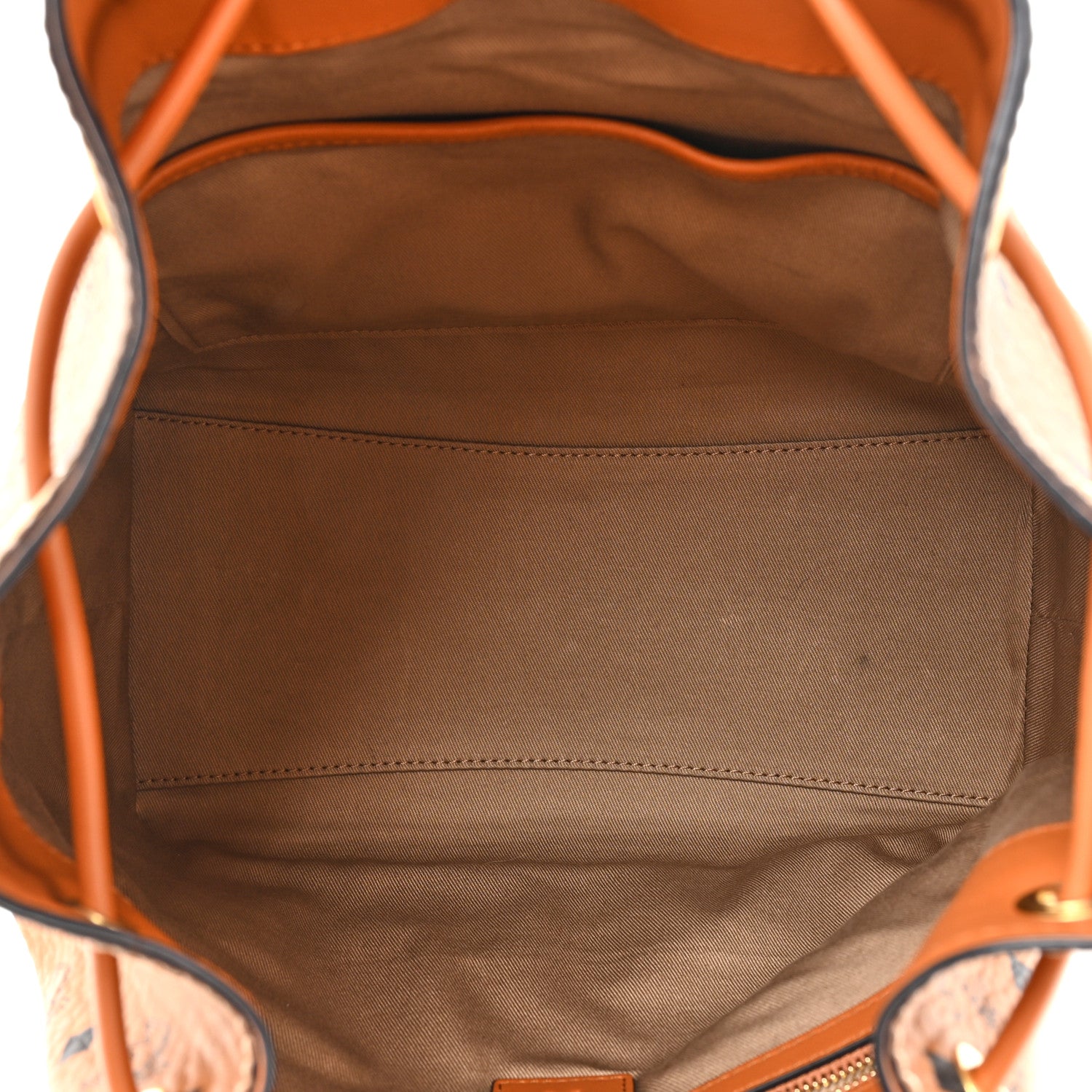 MCM Visetos Small Soft Berlin Drawstring Bucket Bag Cognac 5 of 14
