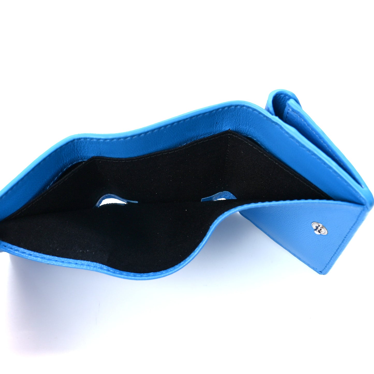 Calfskin Polka Dot Mini Papier Wallet Blue White