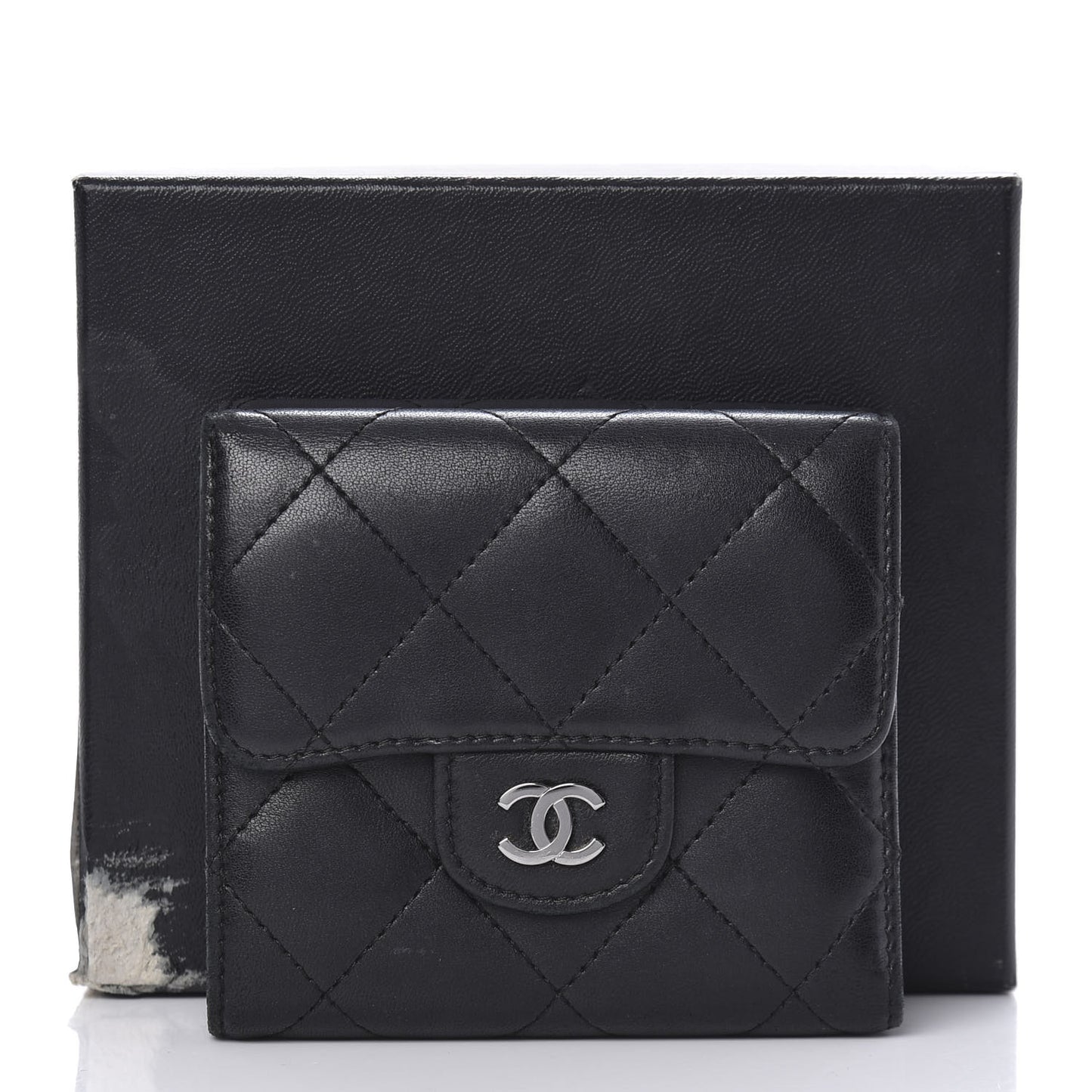 Lambskin Quilted Double Sided Wallet Black
