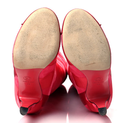 Chanel Suede Grosgrain Patchwork Over The Knee Boots 38 Pink 5 of 10