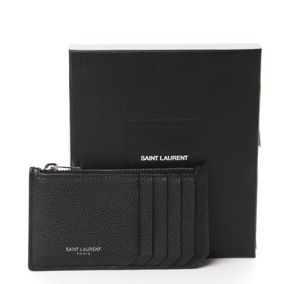 Saint Laurent Grained Calfskin 5 Fragments Zip Pouch Card Holder Black 8 of 8