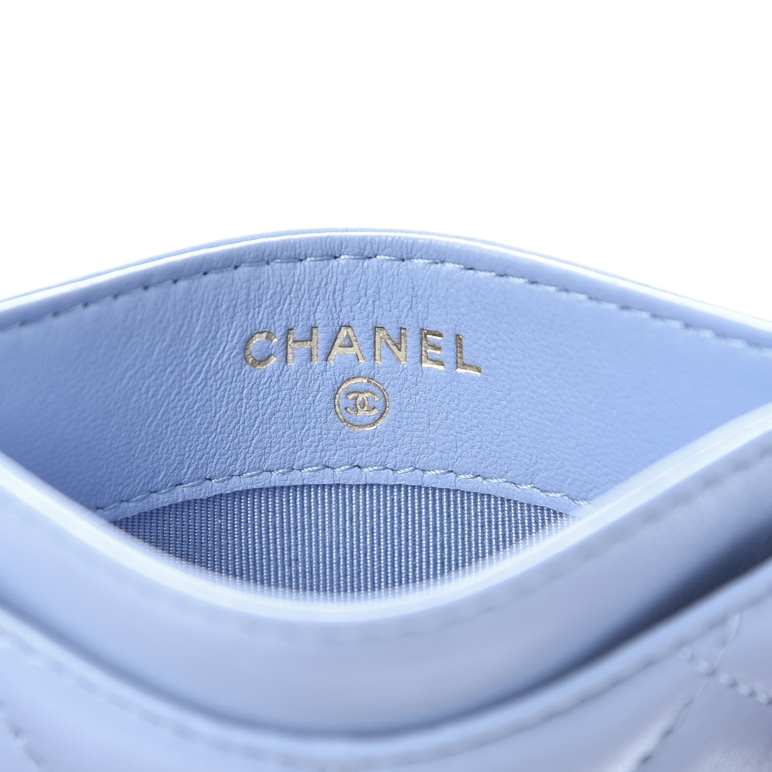 Chanel Lambskin Quilted Card Holder Light Blue 6 of 9
