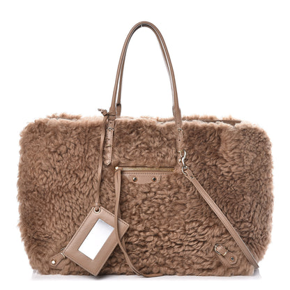 Balenciaga Shearling Papier B4 Zip Around Tote Marron 1 of 12