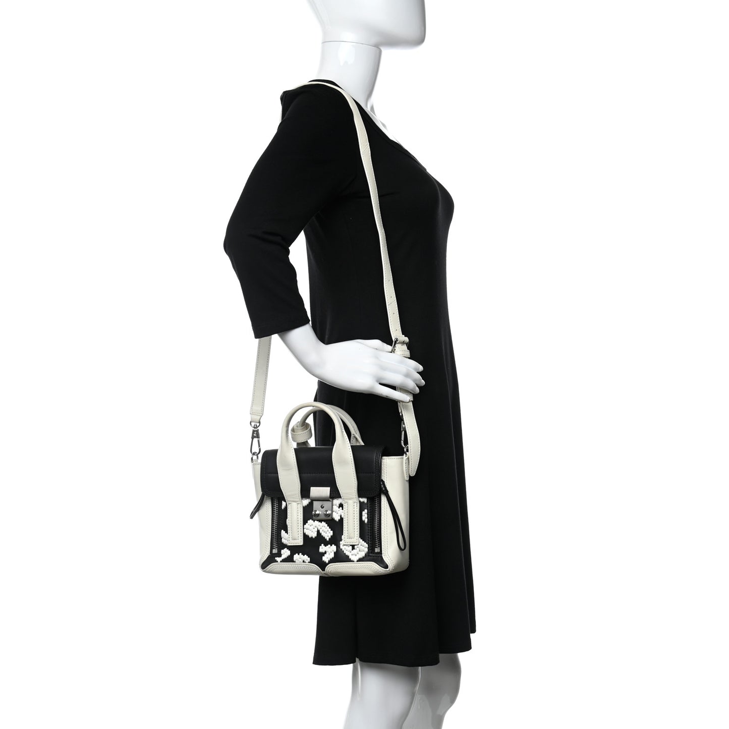 Mini Embroidered Pashli Satchel White Black