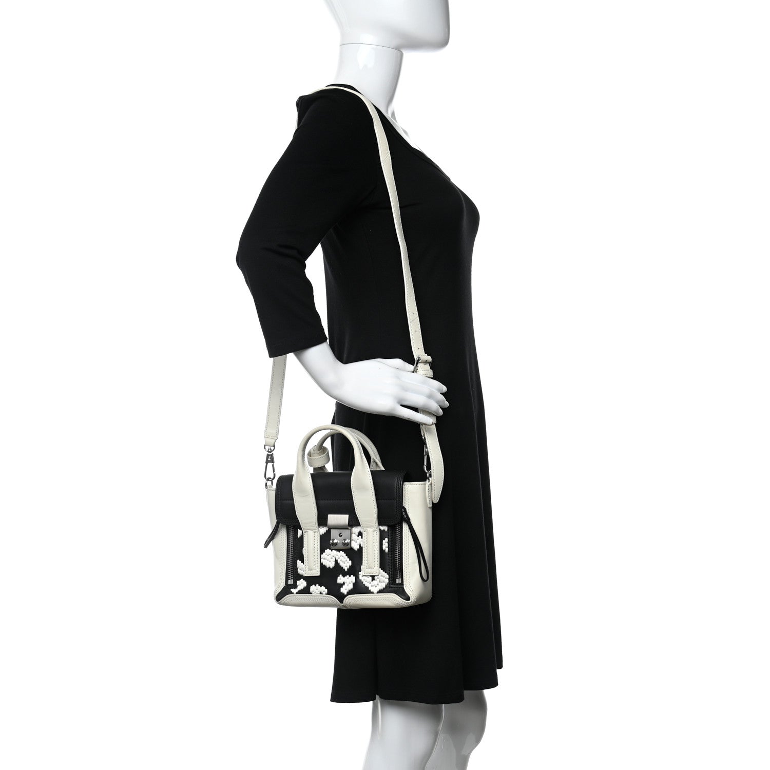 3.1 Phillip Lim Mini Embroidered Pashli Satchel White Black 3 of 9