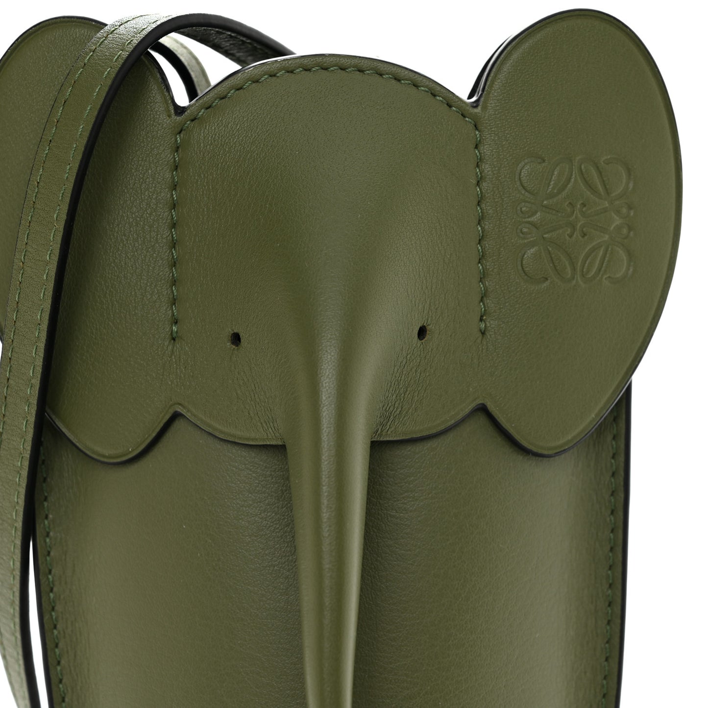 Calfskin Elephant Pouch Crossbody Bag Avocado