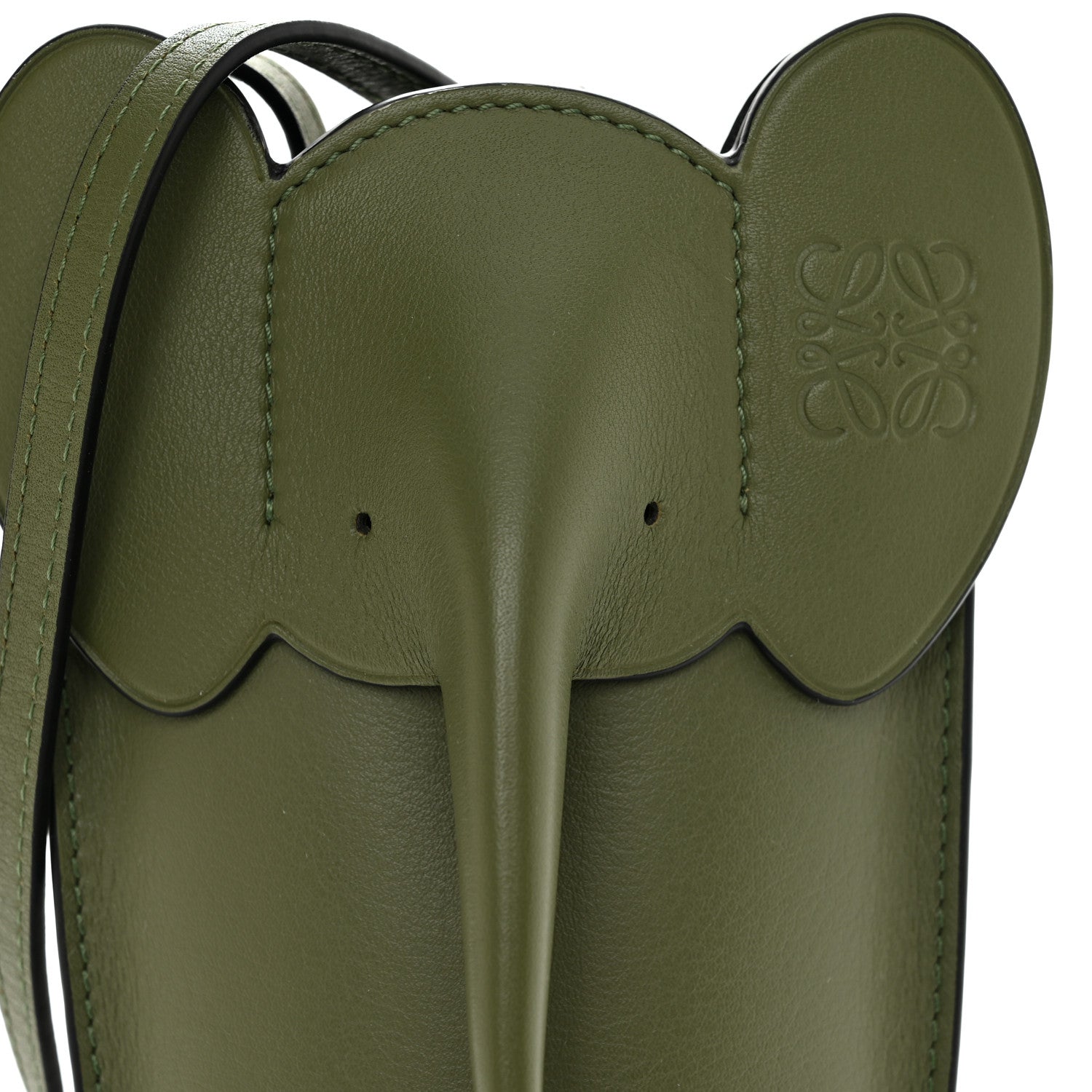 Loewe Calfskin Elephant Pouch Crossbody Bag Avocado 7 of 11