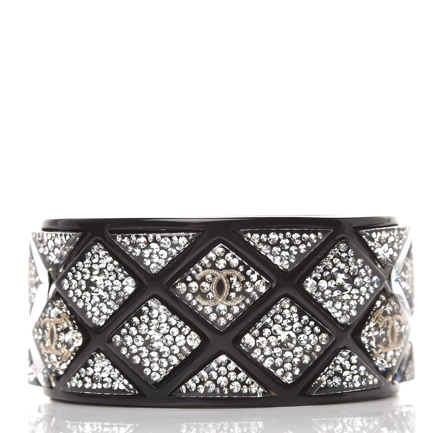 Resin Crystal CC Cuff Bracelet Black