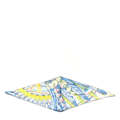 Hermes Silk Danse Pacifique Losange Nano Scarf Bleu Ciel Vert Jaune Vif 1 of 3