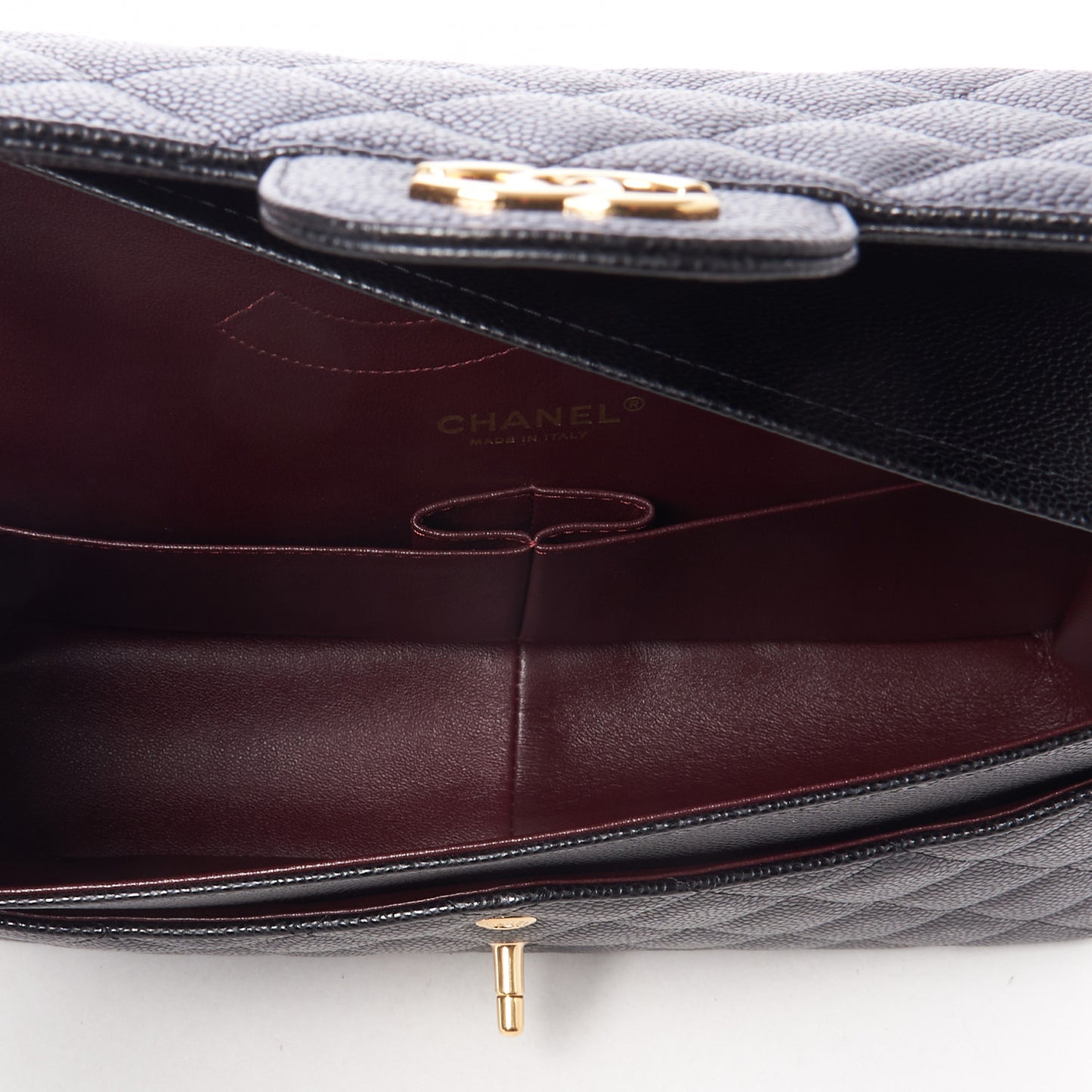 Caviar Quilted Jumbo Double Flap Black