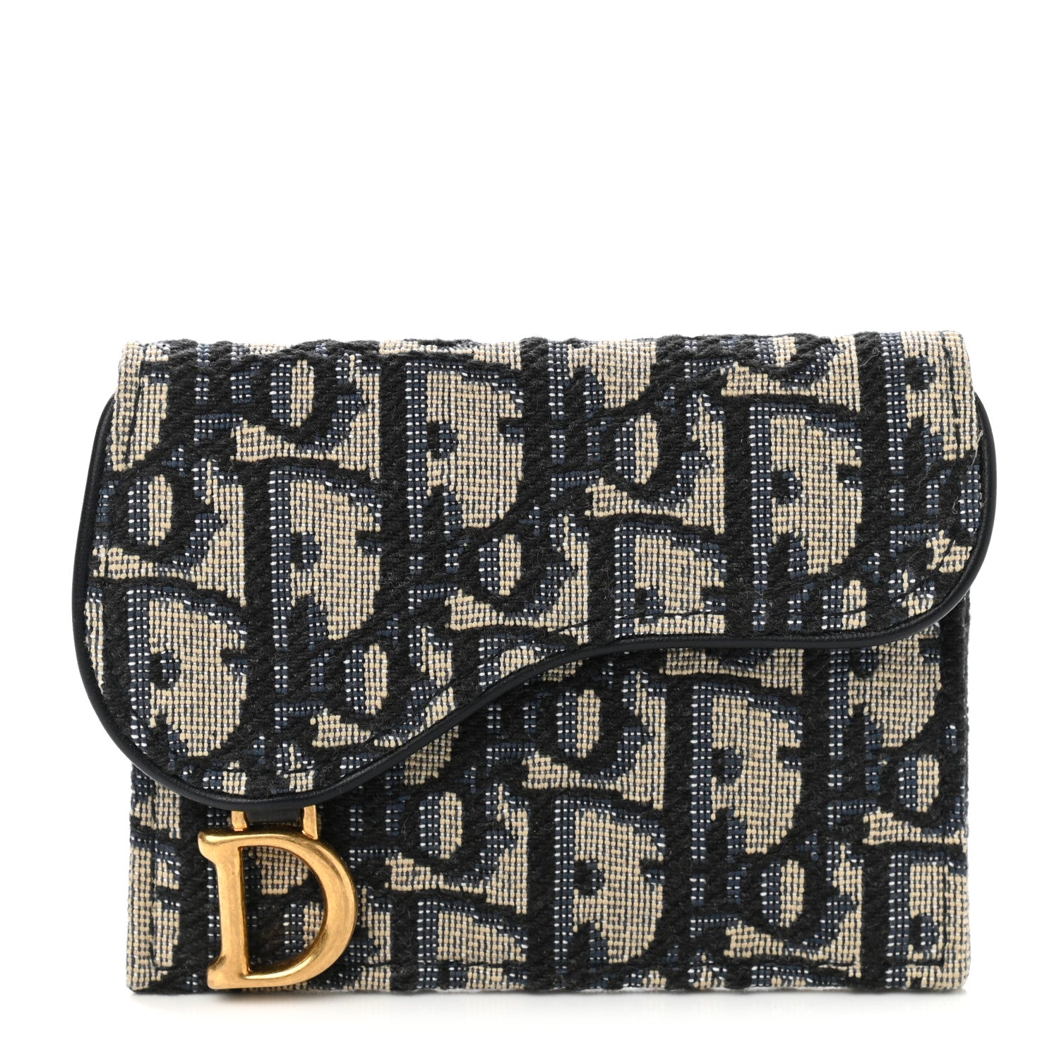Christian Dior Oblique Saddle Card Holder Blue 1 of 7