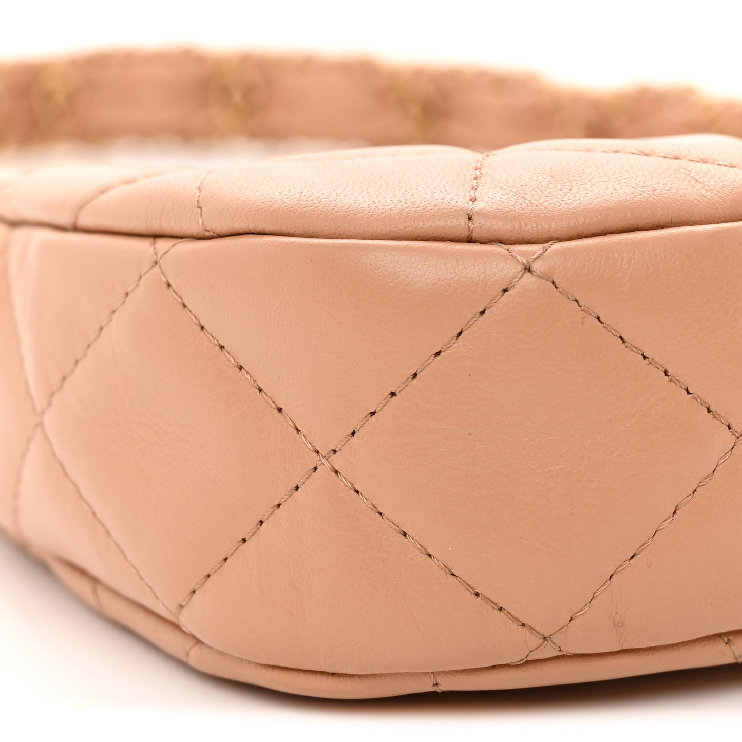 Aged Calfskin Quilted Small Chanel 19 Hobo  Beige