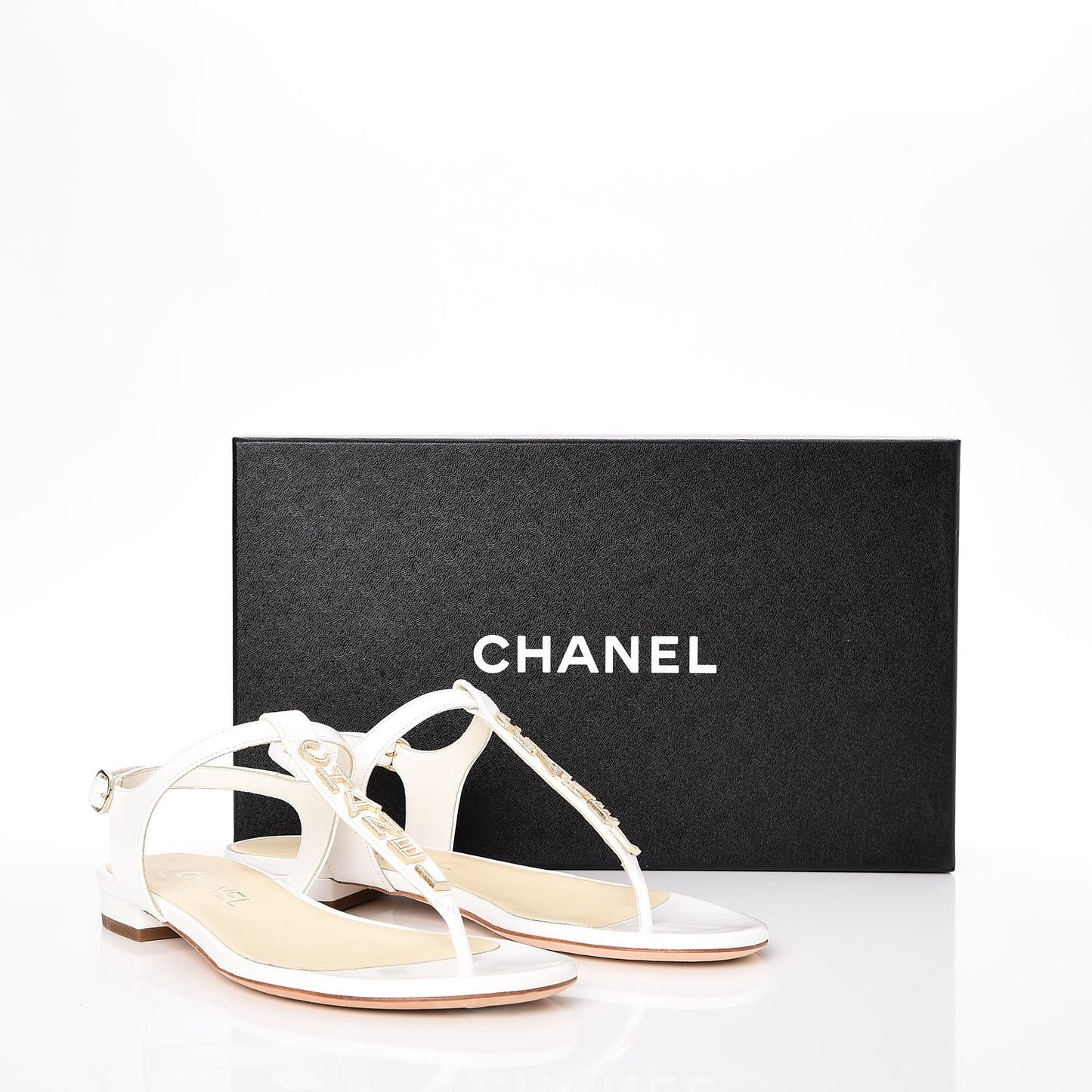 Lambskin Logo Thong Sandals 35.5 White
