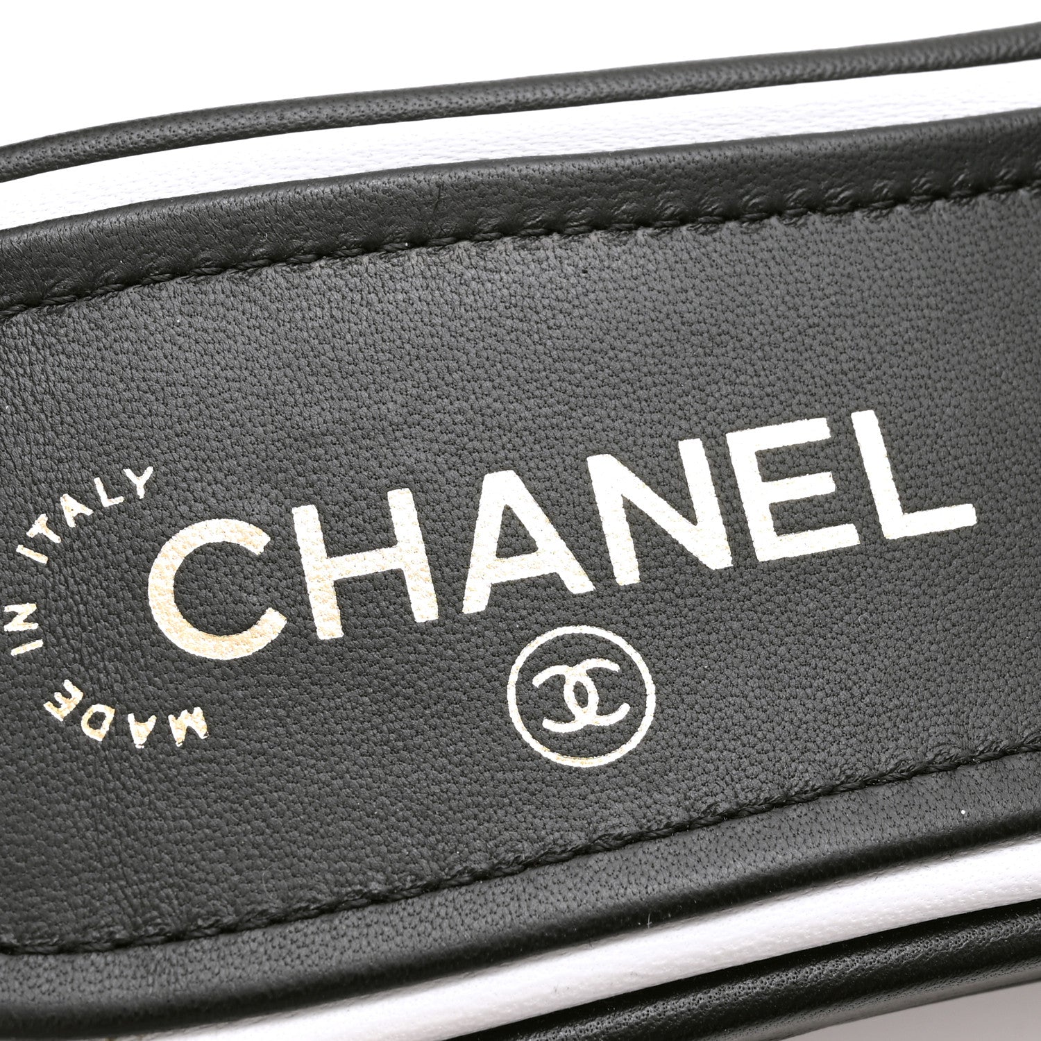 Chanel Lambskin Embroidered CC Mule Sandal 41 Black White 7 of 10
